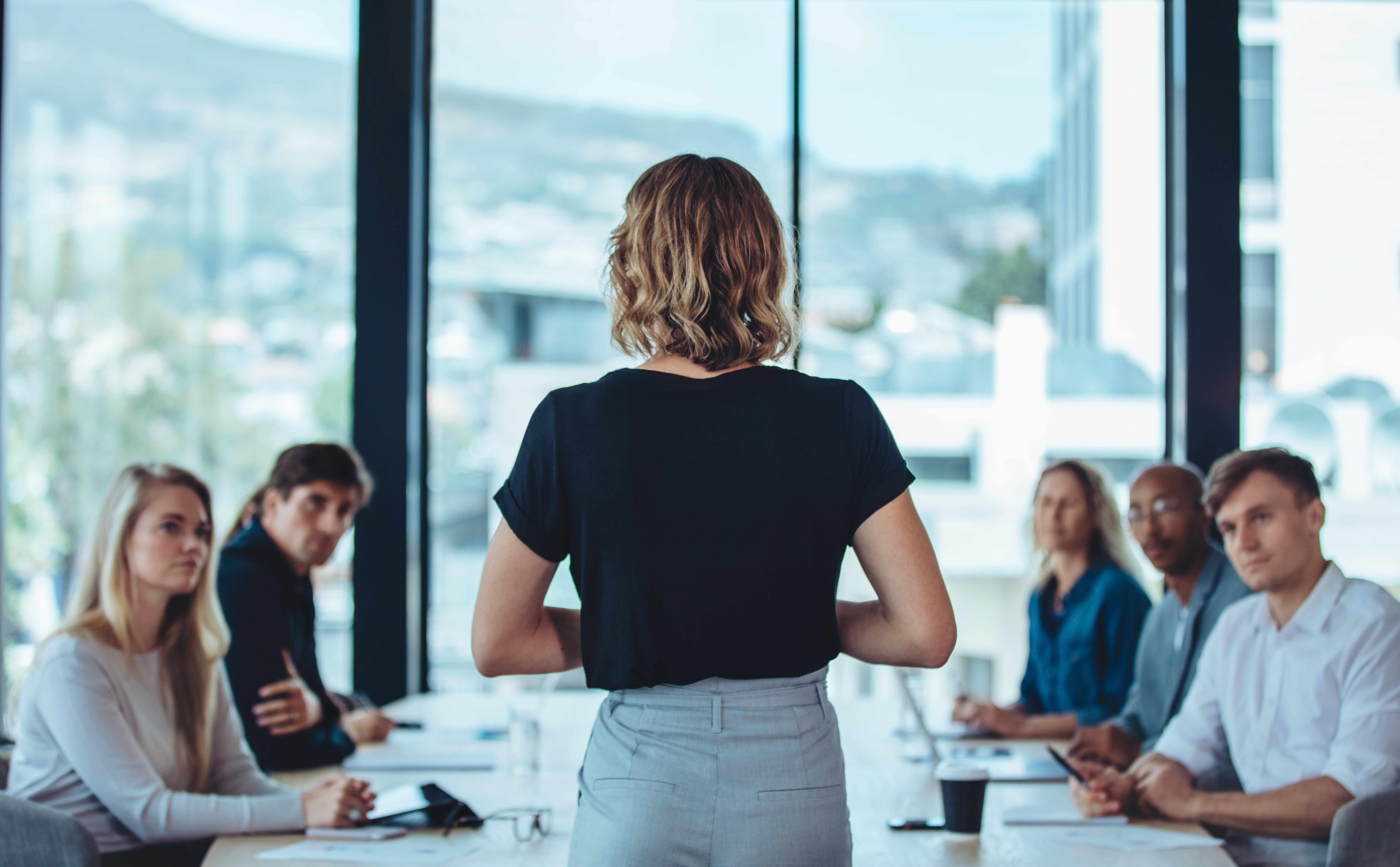 Office workers at a meeting