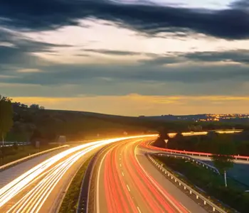 Long Exposure Sunset Over A Highway